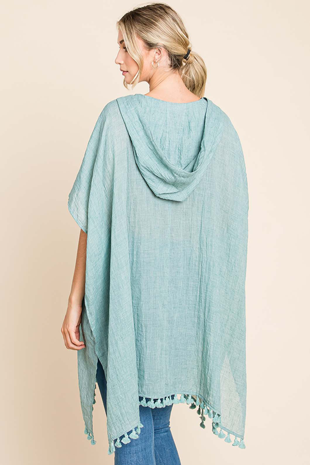 Cotton Bleu by Nu Label Tassel Hem Hooded Cover Up-1