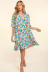 Haptics Bubble Sleeve Floral Ruffled Dress-0