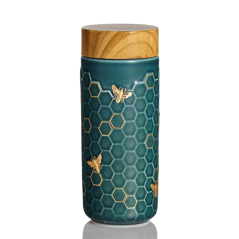 Honey Bee Ceramic Travel Mug / Gold 12.3 oz - HartCentered