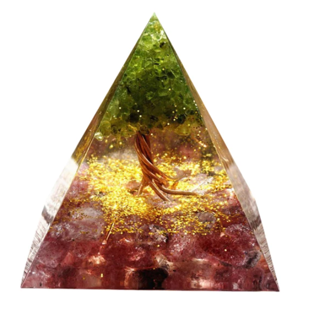 Pyramid Decoration Natural -  Crystal Gravel Energy Tower-17