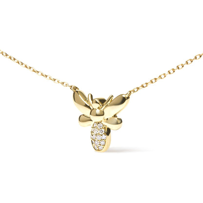 10K Yellow Gold Diamond Accented Bumble Bee Pendant 18&quot; Inch Necklace (H-I Color, I1-I2 Clarity)-2