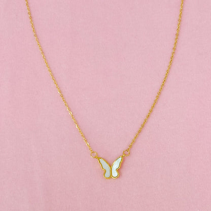 Golden Shell Butterfly Necklace-0