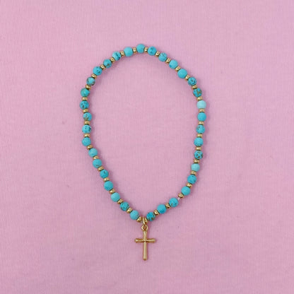 Stone Bead Cross Anklet-4