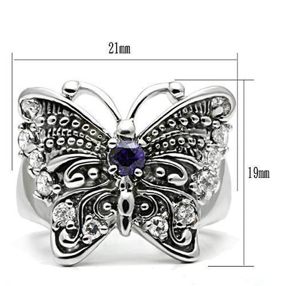 3W204 - Rhodium Brass Ring with AAA Grade CZ  in Amethyst-1