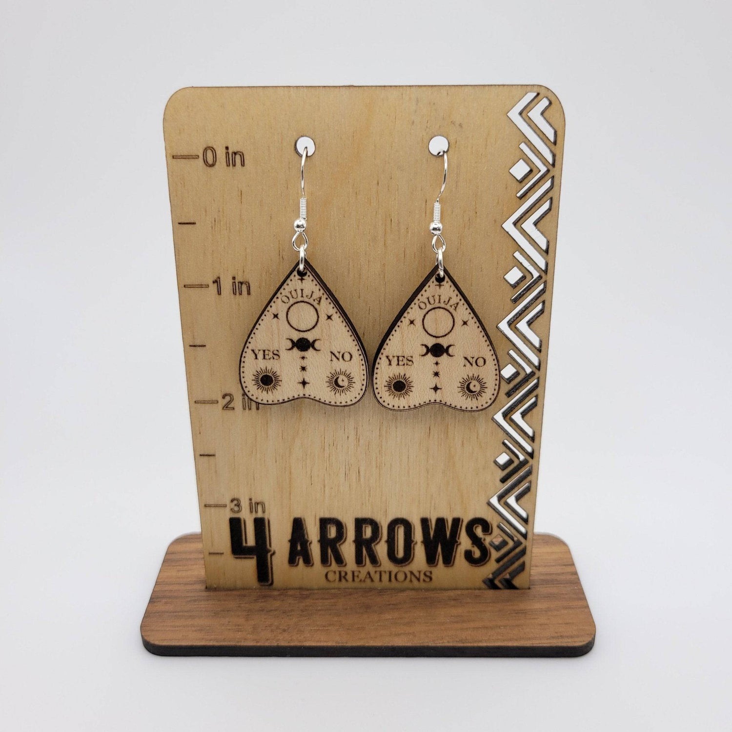 Ouija Board Dangle Earrings | Laser Engraved Wood