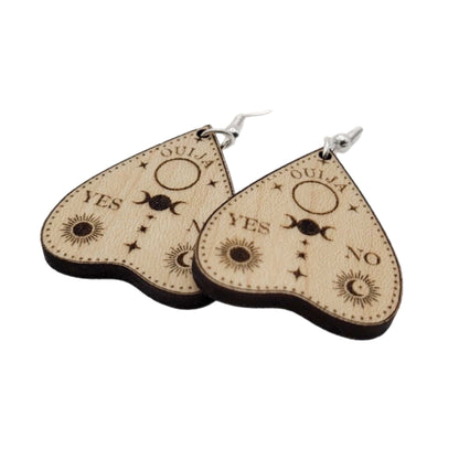 Ouija Board Dangle Earrings | Laser Engraved Wood