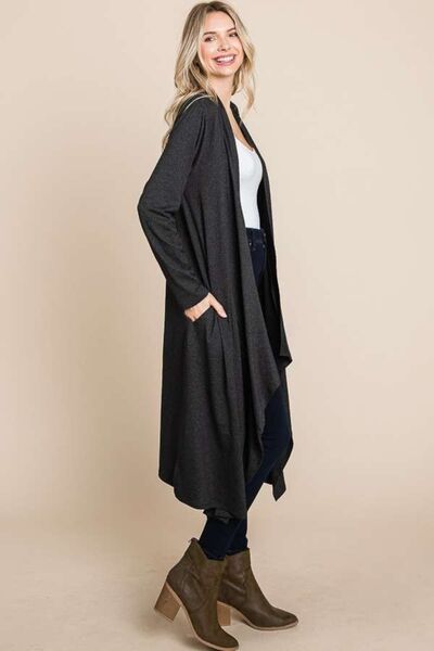 Culture Code Open Front Longline Cover Up with Pockets-1