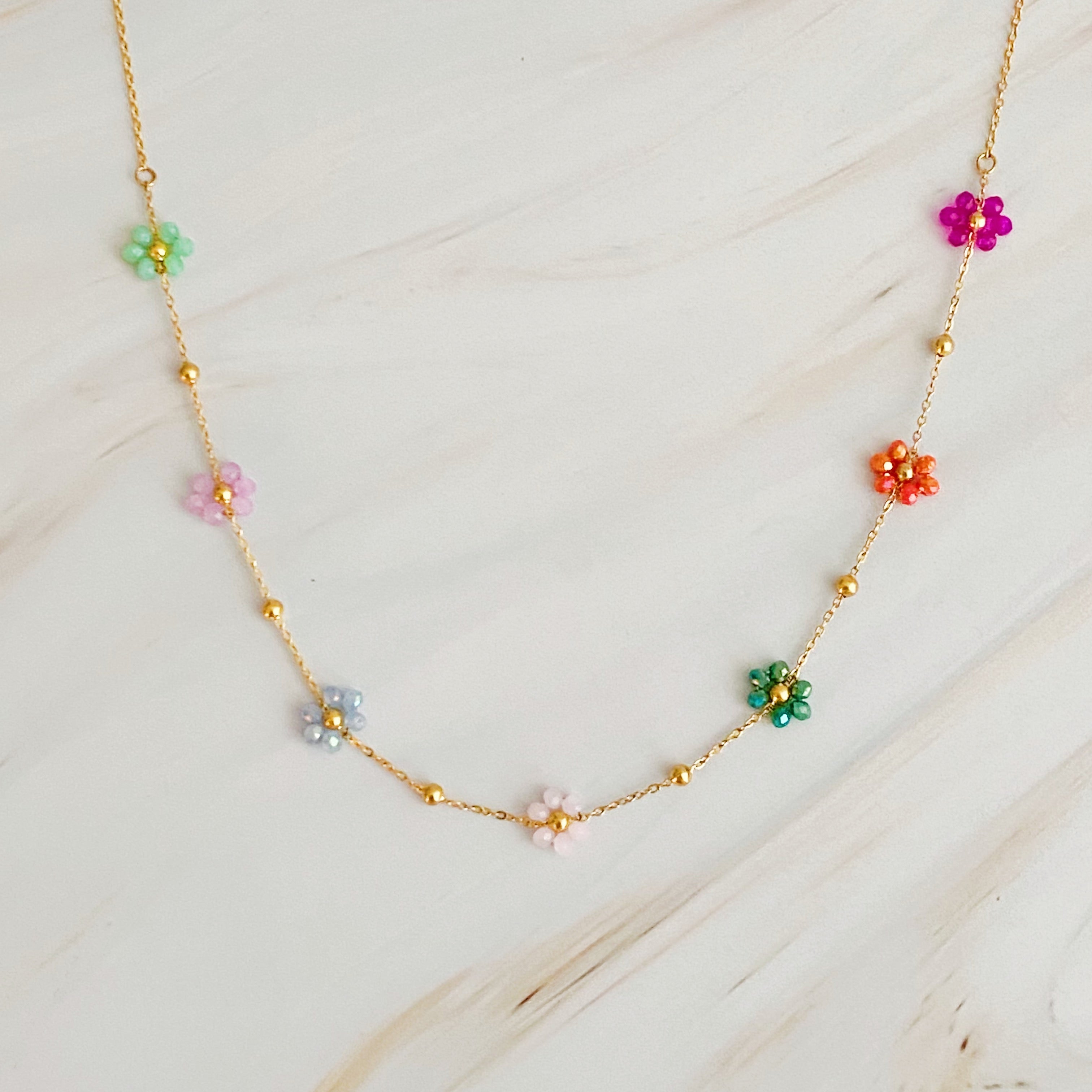 Flower Field Romance Beaded Necklace-6