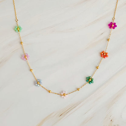 Flower Field Romance Beaded Necklace-6