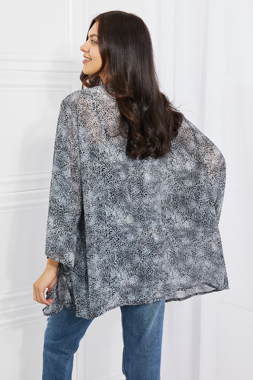 Melody Full Size Snake Print Chiffon Kimono-1