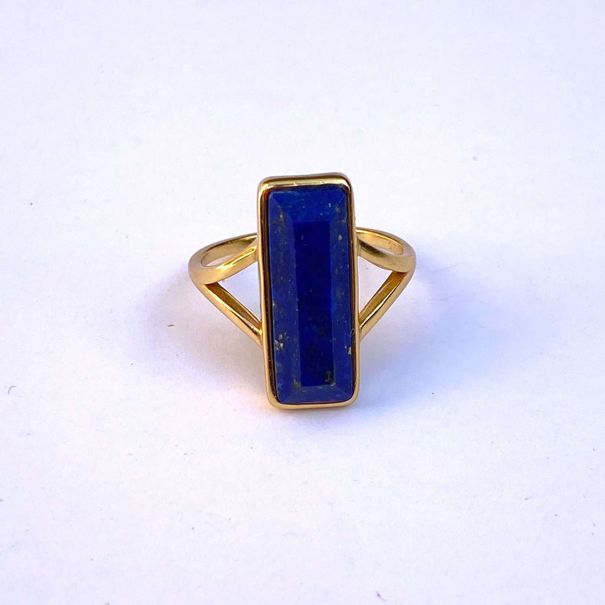 Rectangle Lapis Lazuli Gold Ring-1