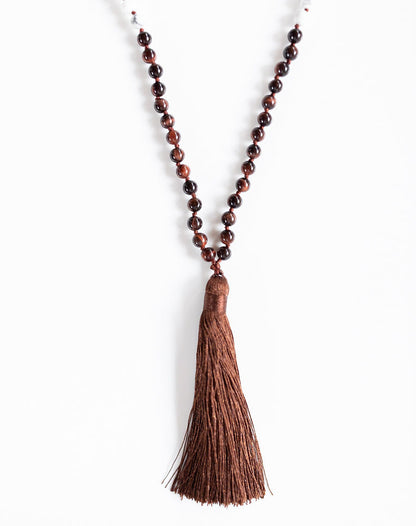 Peaceful Revolution Mala- Howlite and Tiger Eye-1