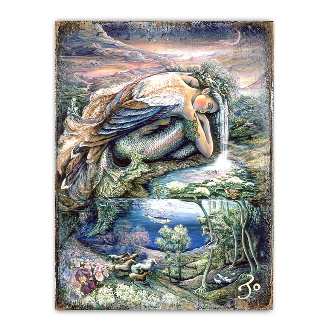 Mer Angel Fantasy Wooden Wall Art by Josephine Wall | Fantasy Décor - 852181-JW-1