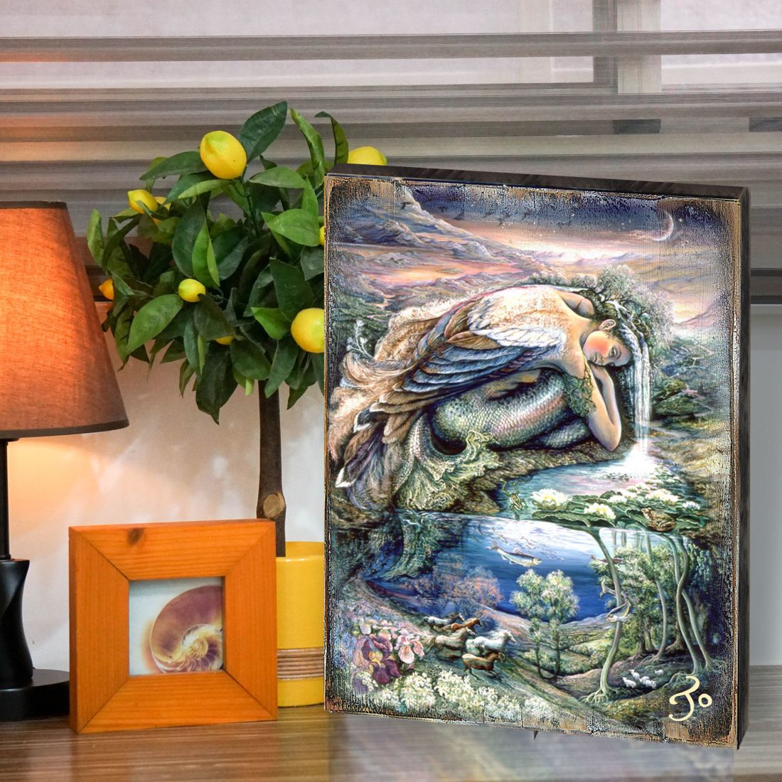 Mer Angel Fantasy Wooden Wall Art by Josephine Wall | Fantasy Décor - 852181-JW-4