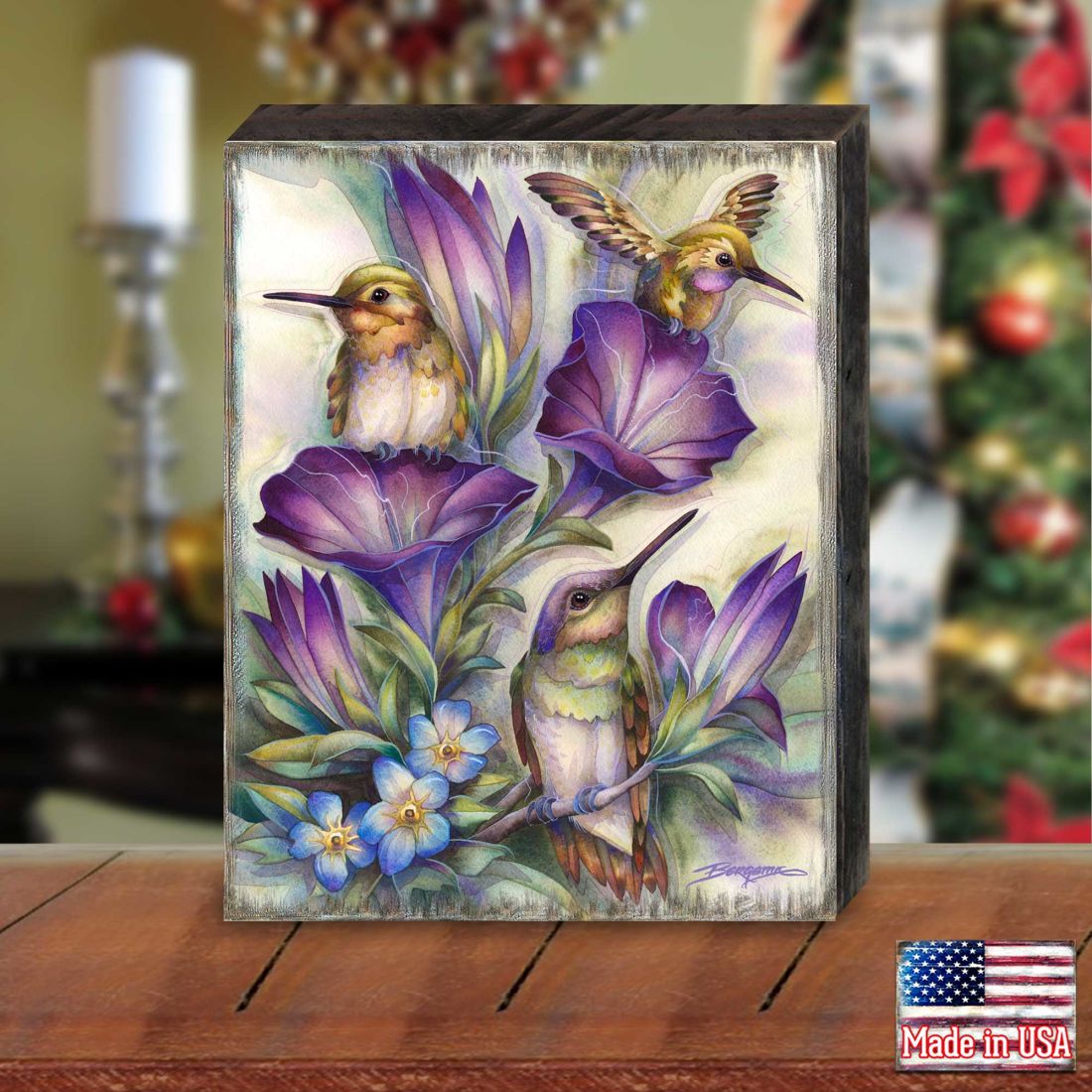 Everlasting Friendship Hummingbirds Wooden Wall Art by J. Bergsma | Nature Wildlife Décor  - 85922936B-JB-2