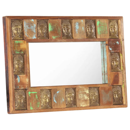 vidaXL Decorative Mirror Wall Mirror with Buddha Cladding Solid Reclaimed Wood-5