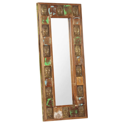 vidaXL Decorative Mirror Wall Mirror with Buddha Cladding Solid Reclaimed Wood-8