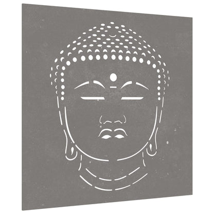 vidaXL Patio Wall Decoration 21.7&quot;x21.7&quot; Corten Steel Buddha Head Design-1