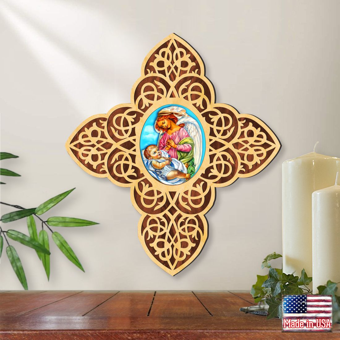 Blessing Angel Filigree Wooden Cross by Museum Icons | Inspirational Icon Décor - 88428-0