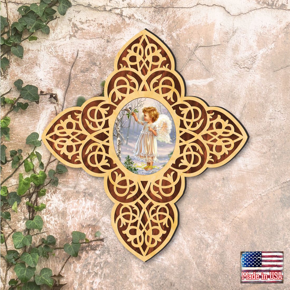 Angel Girl Filigree Wooden Cross by D. Gelsinger | Inspirational Icon Décor - 88482-DG-2