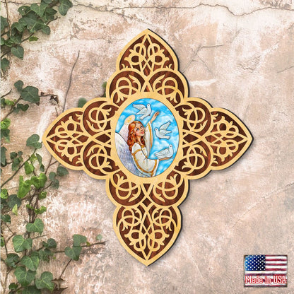 Guardian Angel Dove Filigree Wooden Cross by Museum Icons | Inspirational Icon Décor - 88491-0