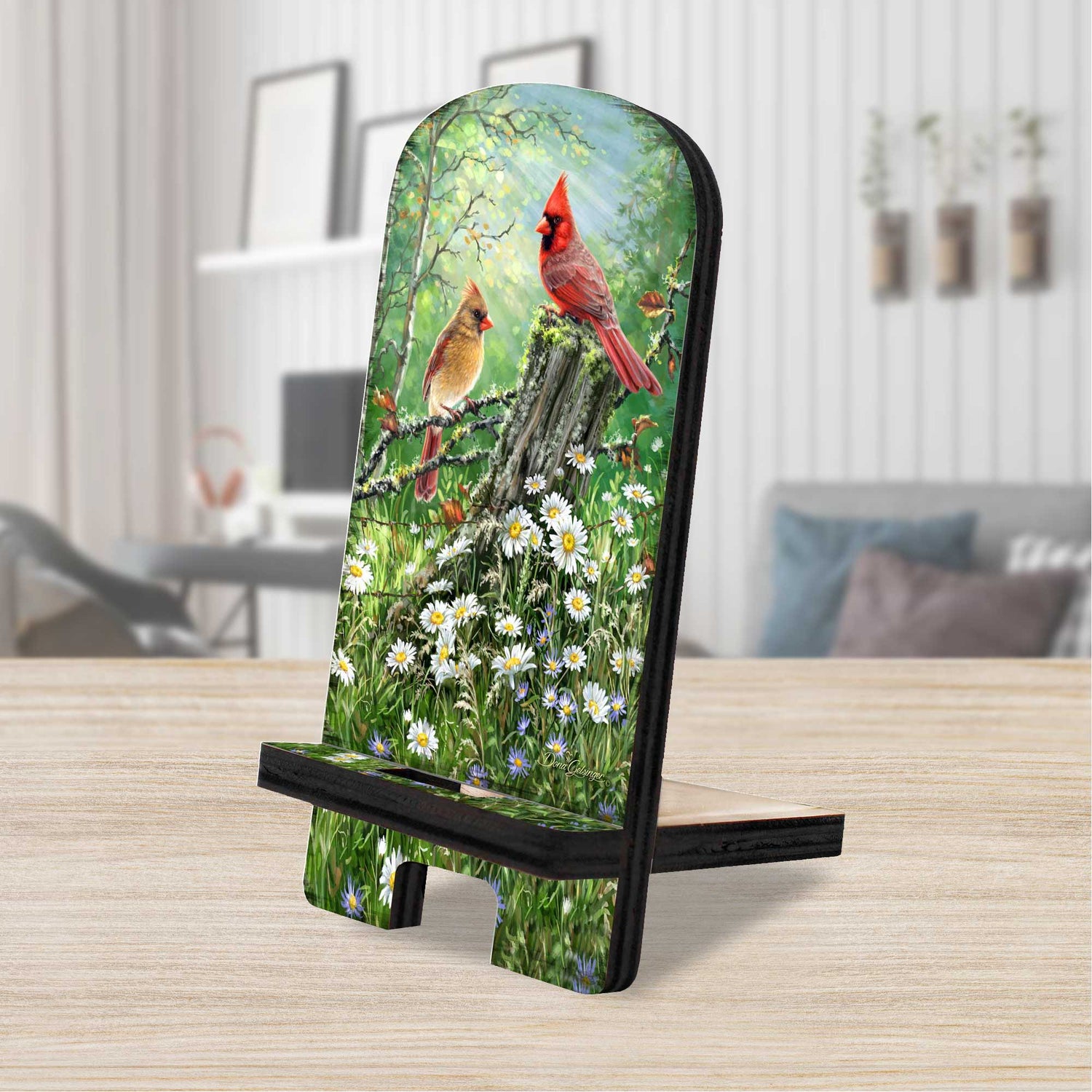 Cardinals Appear When Angels Are Near Cell Phone Stand Inspirational Décor | Wood Mobile Tablet Holder Charging Station Organizer - 892086-DG-0