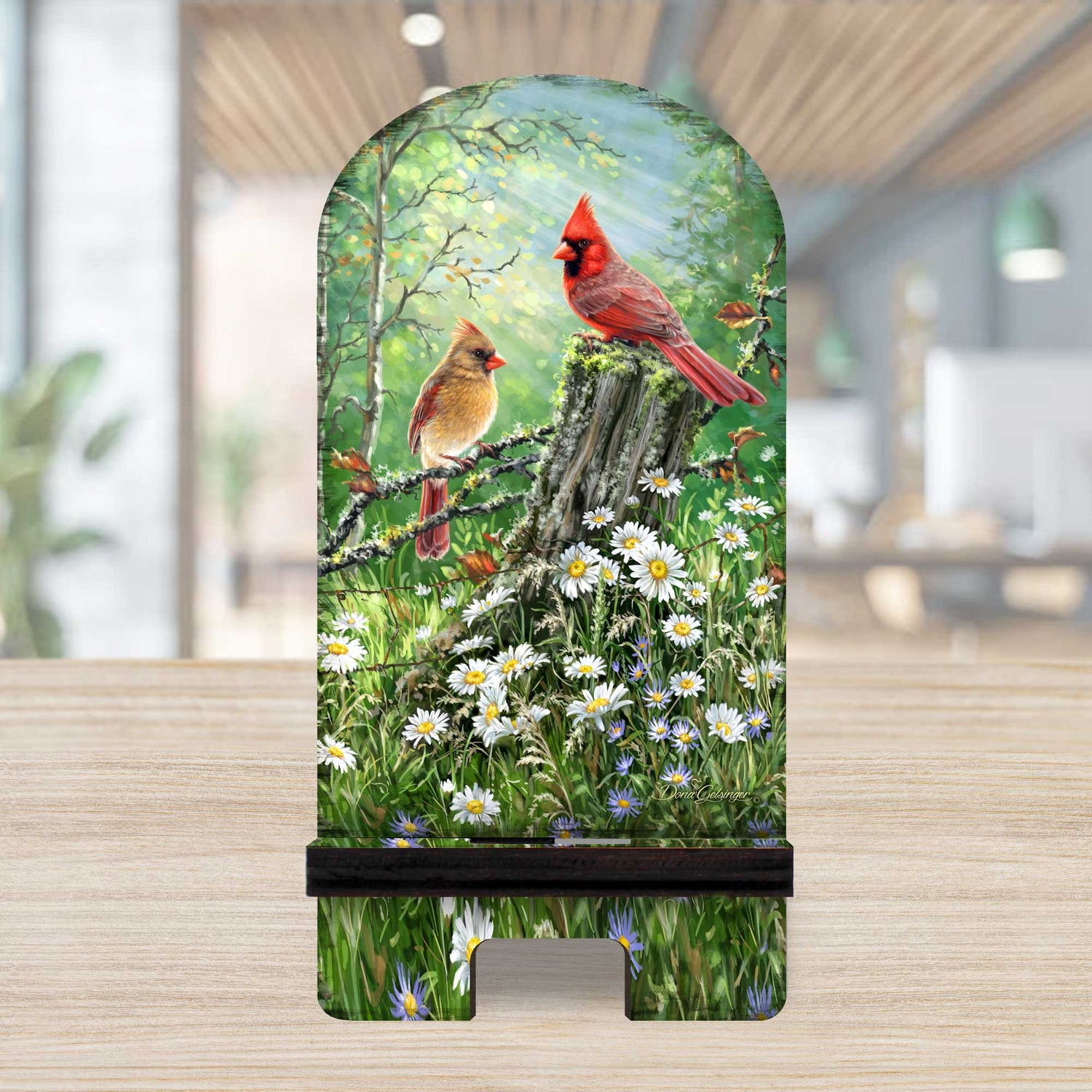 Cardinals Appear When Angels Are Near Cell Phone Stand Inspirational Décor | Wood Mobile Tablet Holder Charging Station Organizer - 892086-DG-4