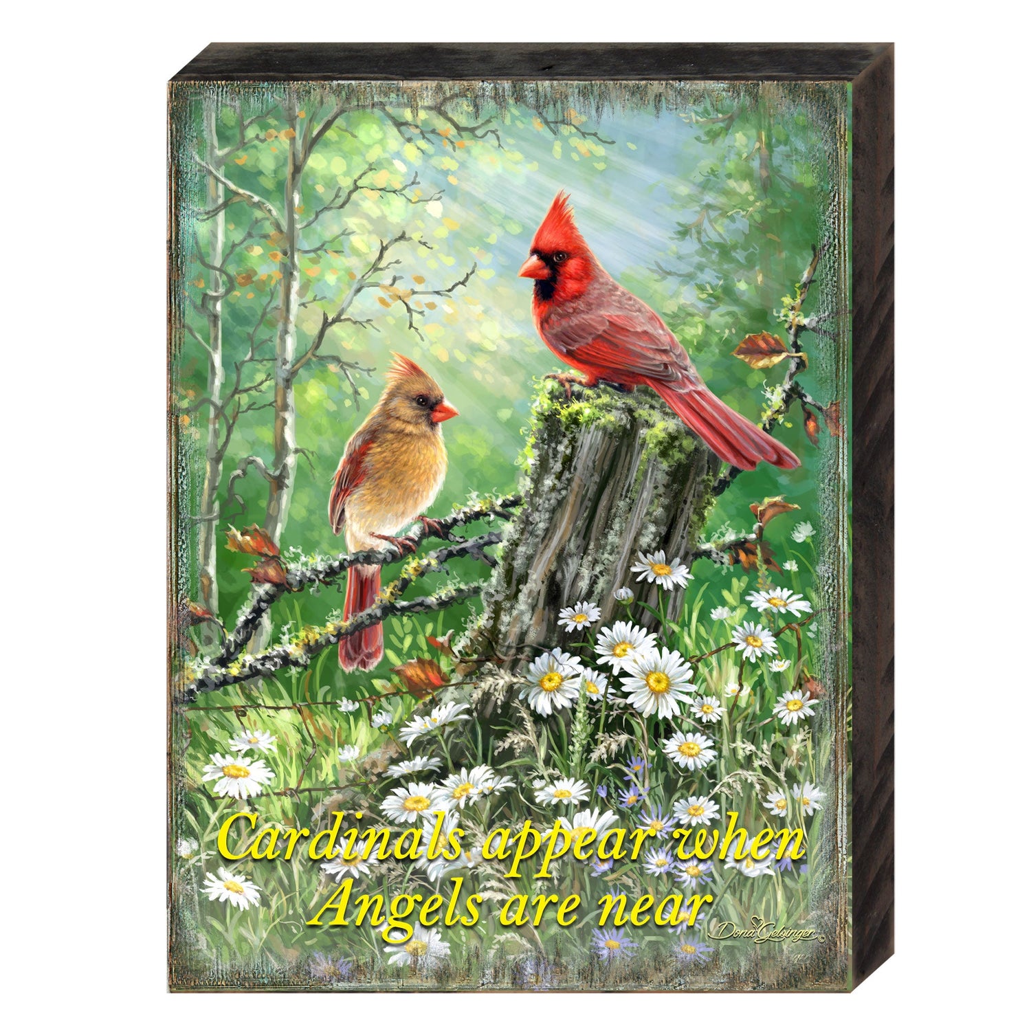 Cardinals Appear When Angels Are Near Wooden Wall Art by D. Gelsinger | Nativity Holiday Décor - 95665B-1616-DG-0