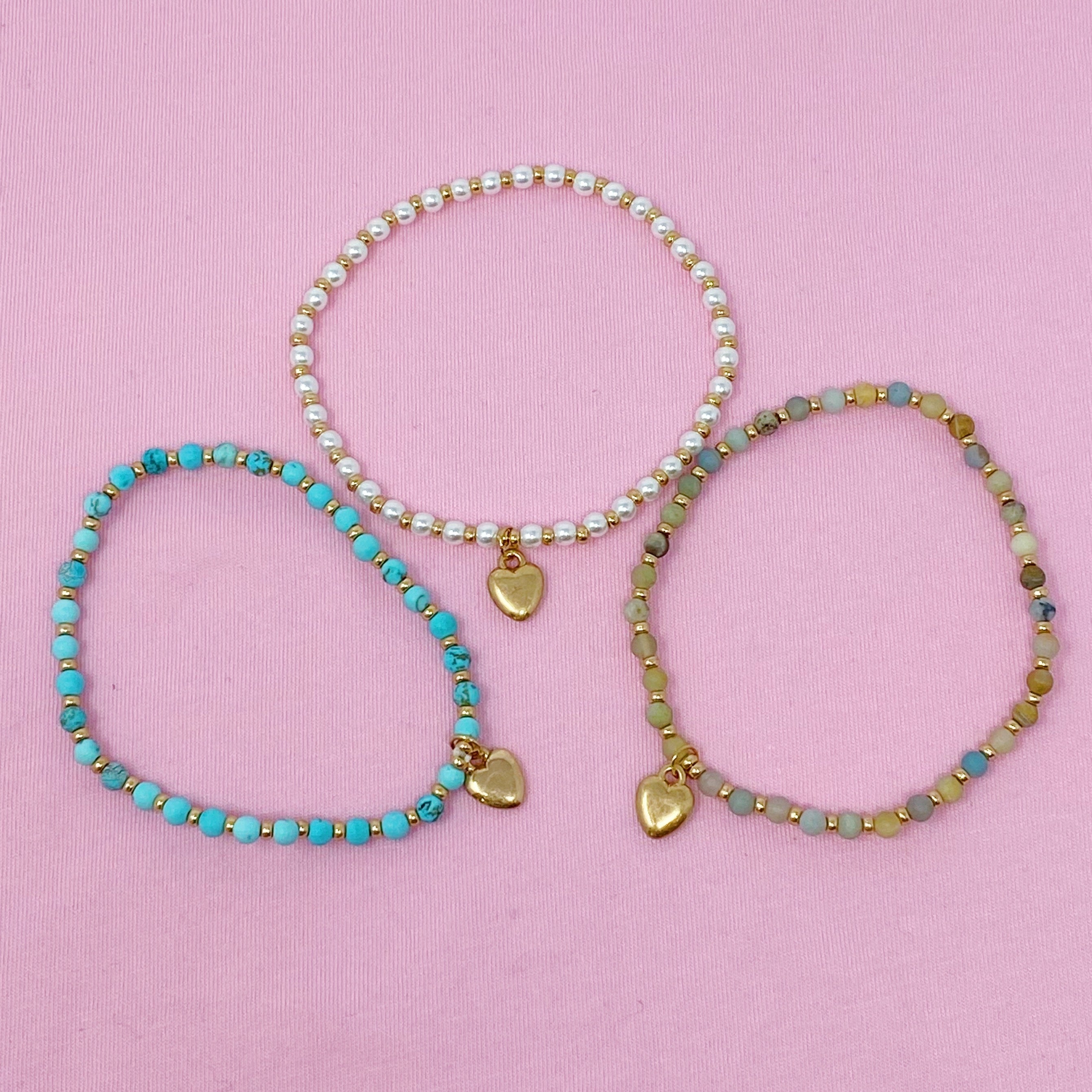 Stone Bead Heart Anklet-0