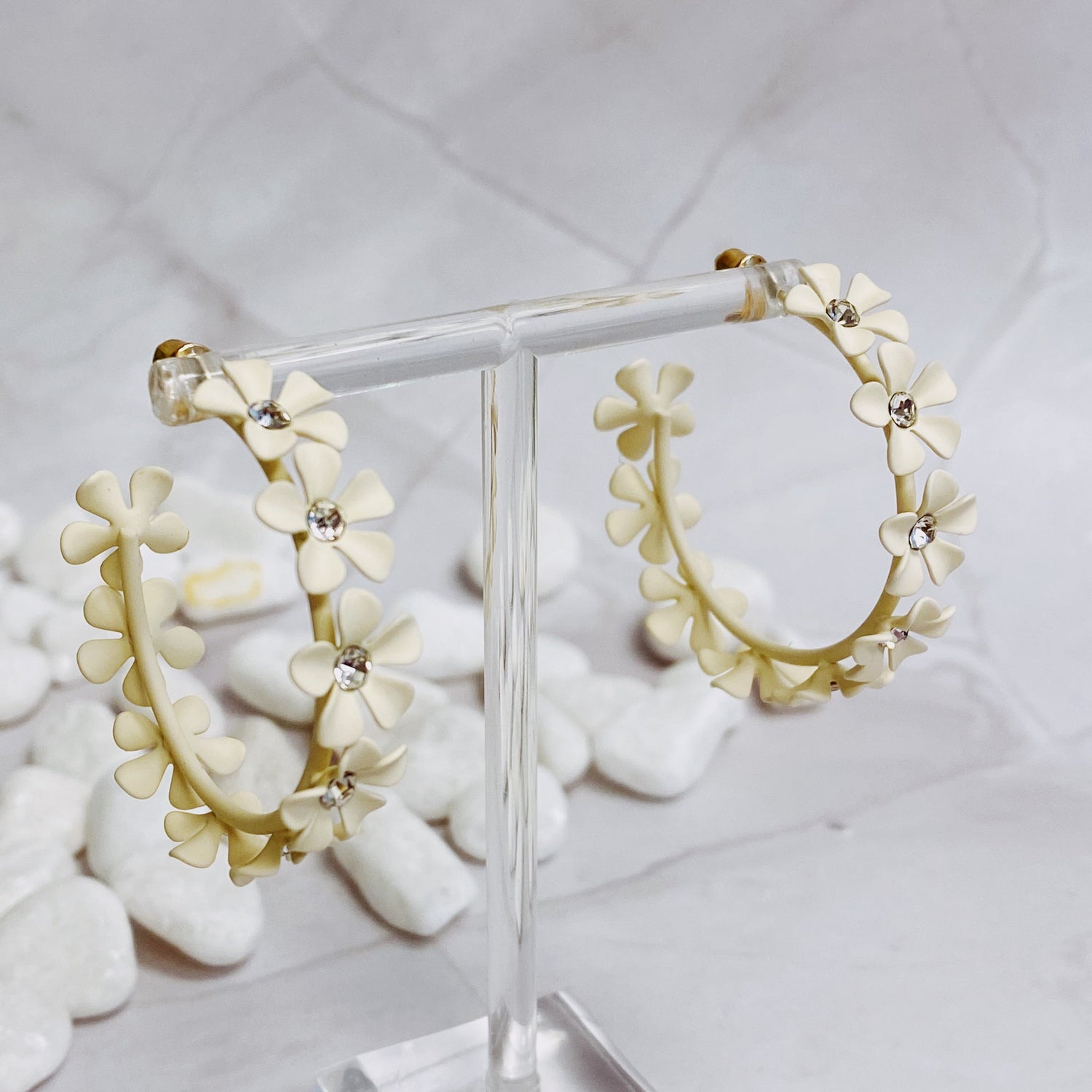 Muted Flower Hoop Earrings-2