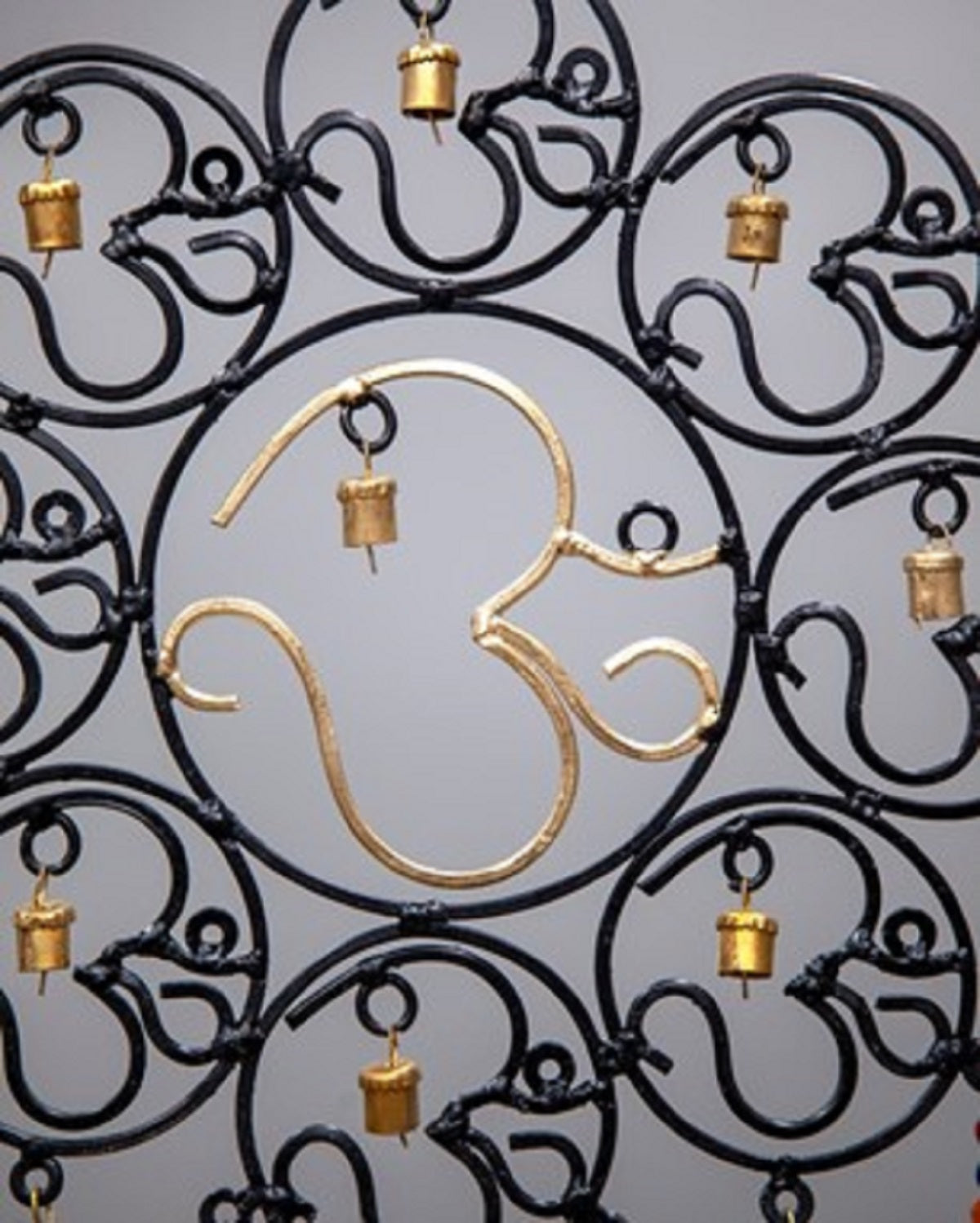 OM Brass Bells with glass beads wall hanging-2