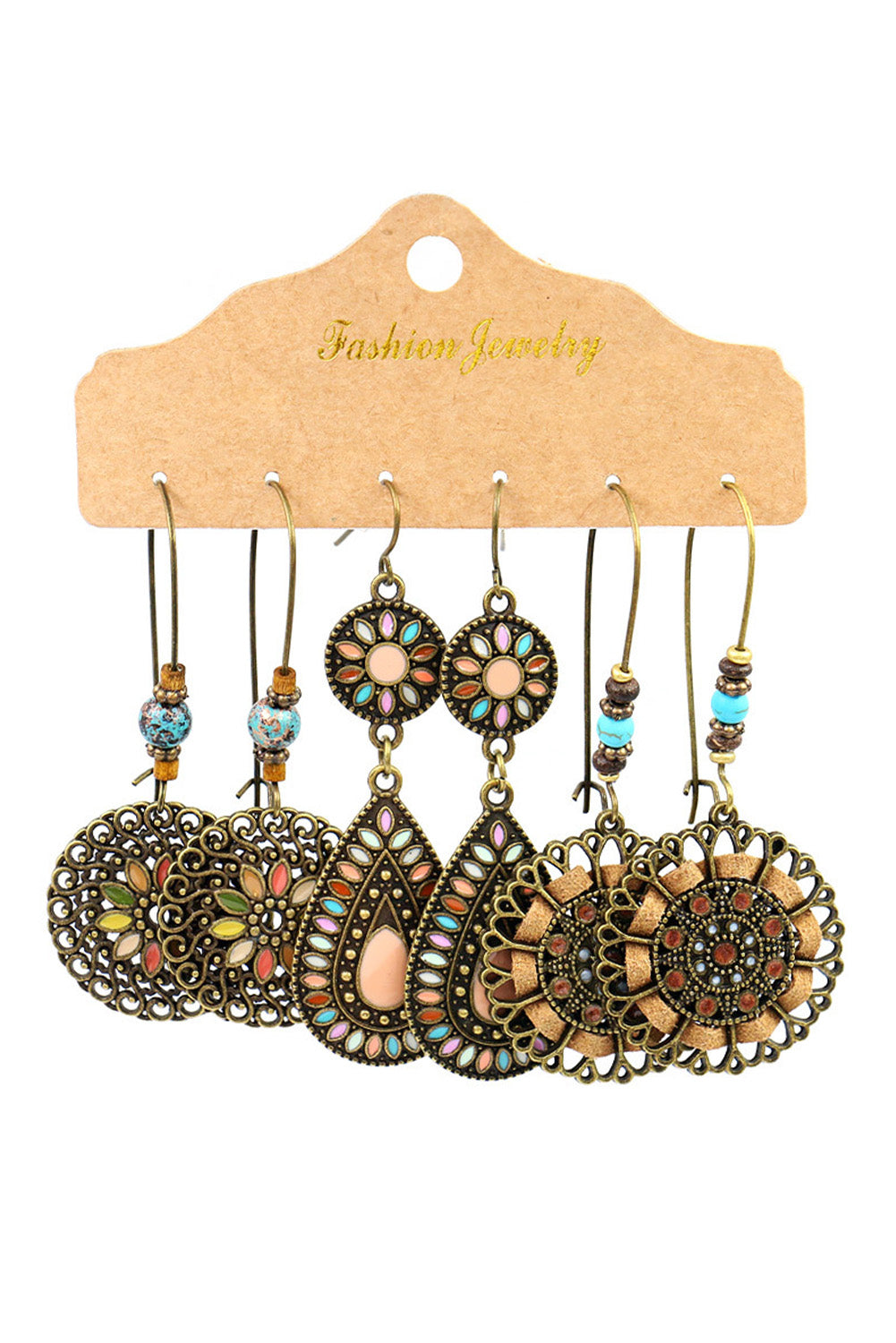 Boho Retro Hollow Dangle Earrings Set-1