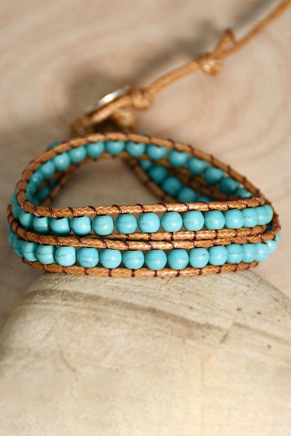 Green Double-Layer Hand-Woven Turquoise Beaded Bracelet-1