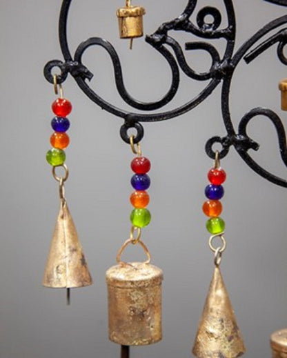 OM Brass Bells with glass beads wall hanging-4