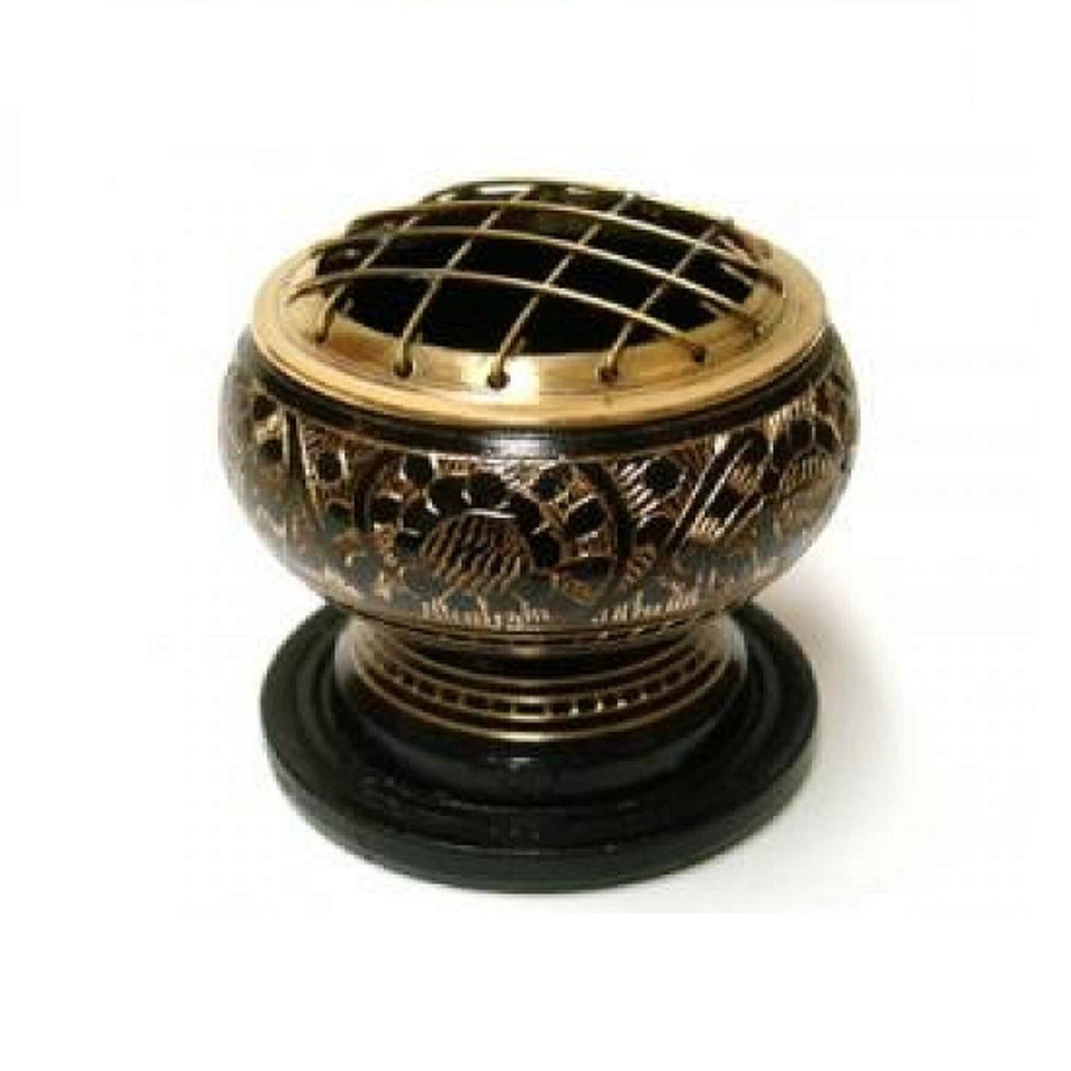 Black Brass Screen Burner with Coaster-0