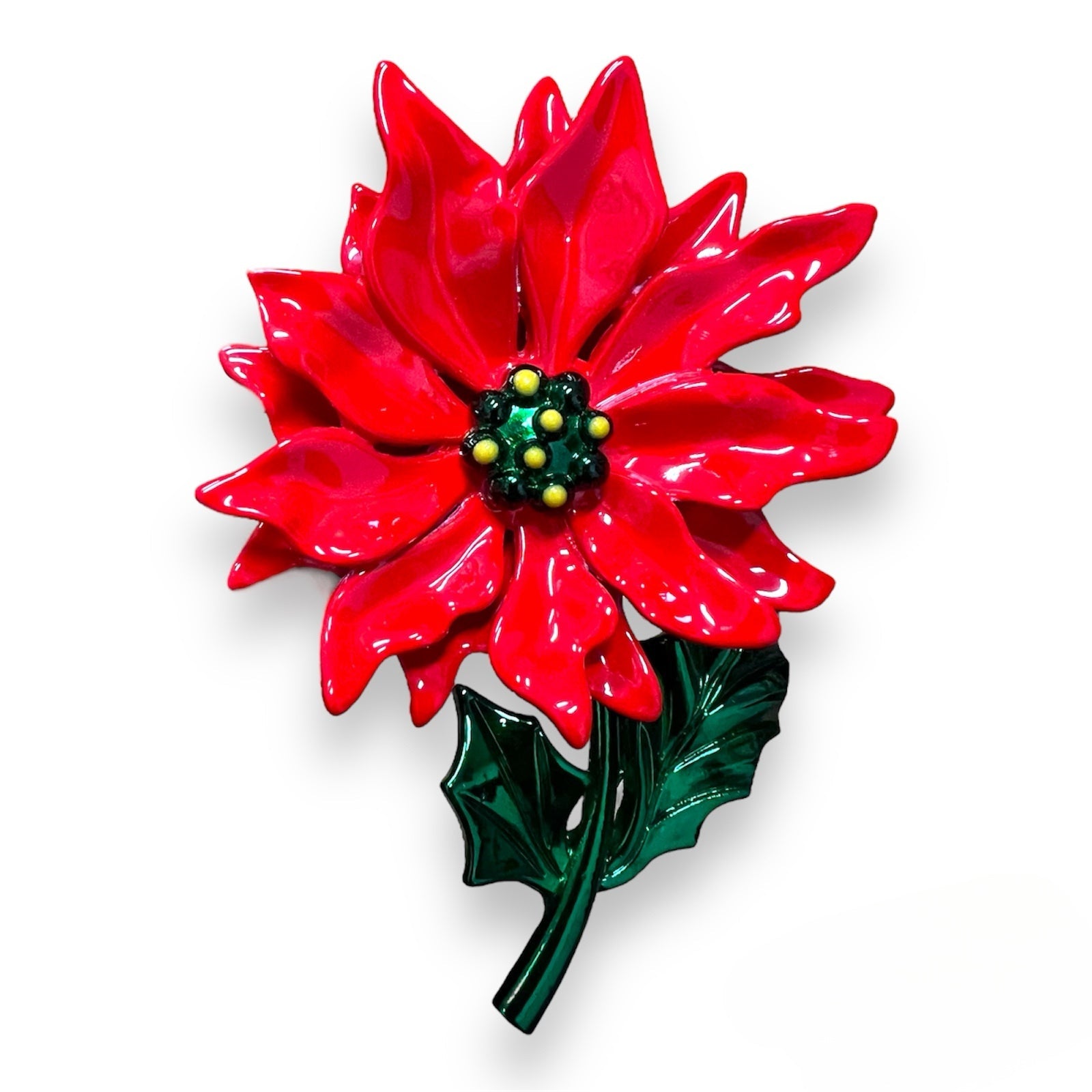 Enamel Poinsettia Statement Brooch by Lipstick &amp; Chrome-0