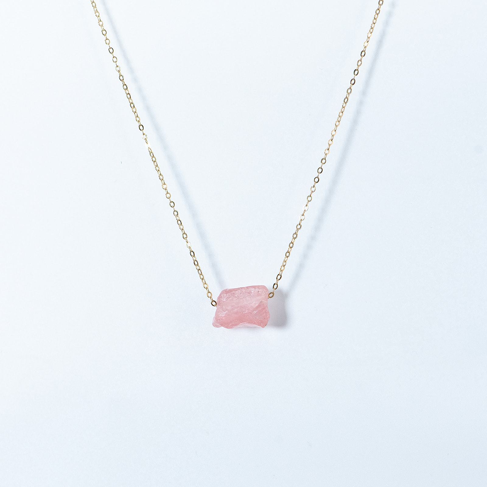 Raw Rose Quartz Necklace-2