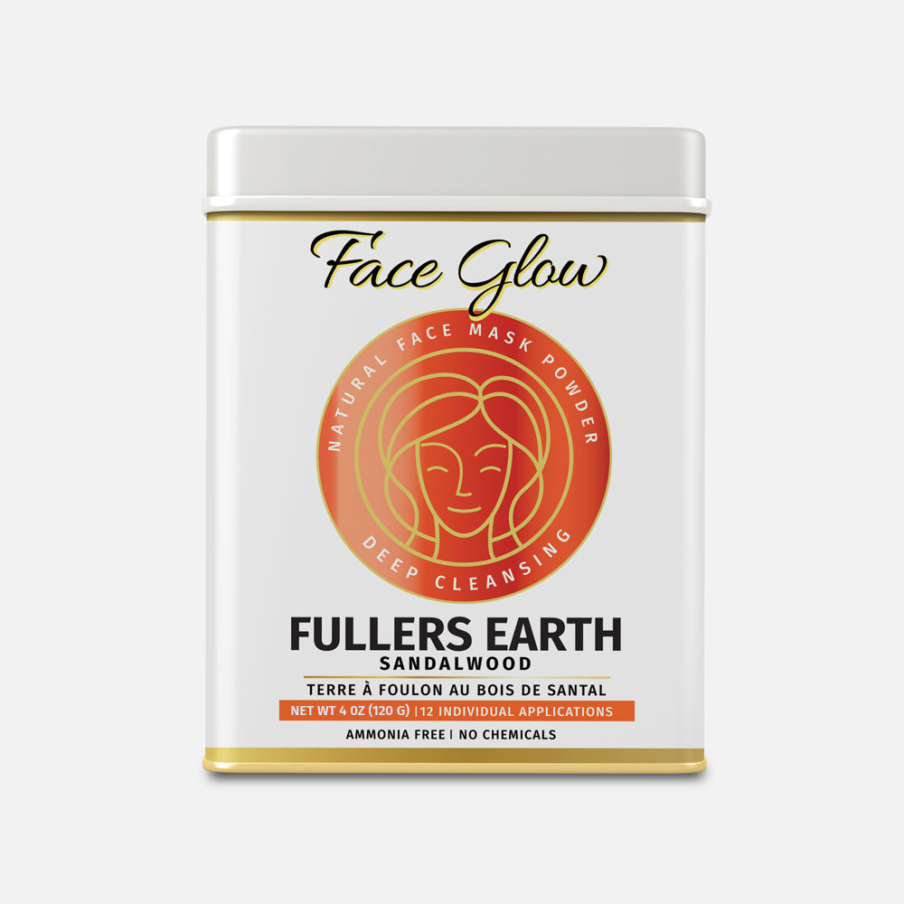 Face Glow- Fuller’s Earth w/ Sandalwood - 12 Individual Sachets of Multani Mitti (10 gm each)- Reusable Brush &amp; Tray Included-0