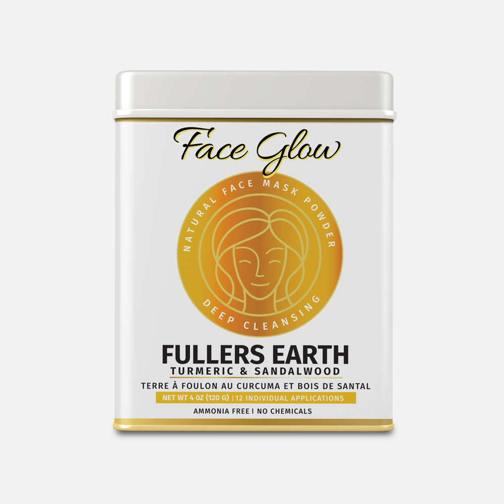 Face Glow- Fuller’s Earth w/ Turmeric &amp; Sandalwood- 12 Individual Sachets of Multani Mitti (10 gm each)- Reusable Brush &amp; Tray Included-0