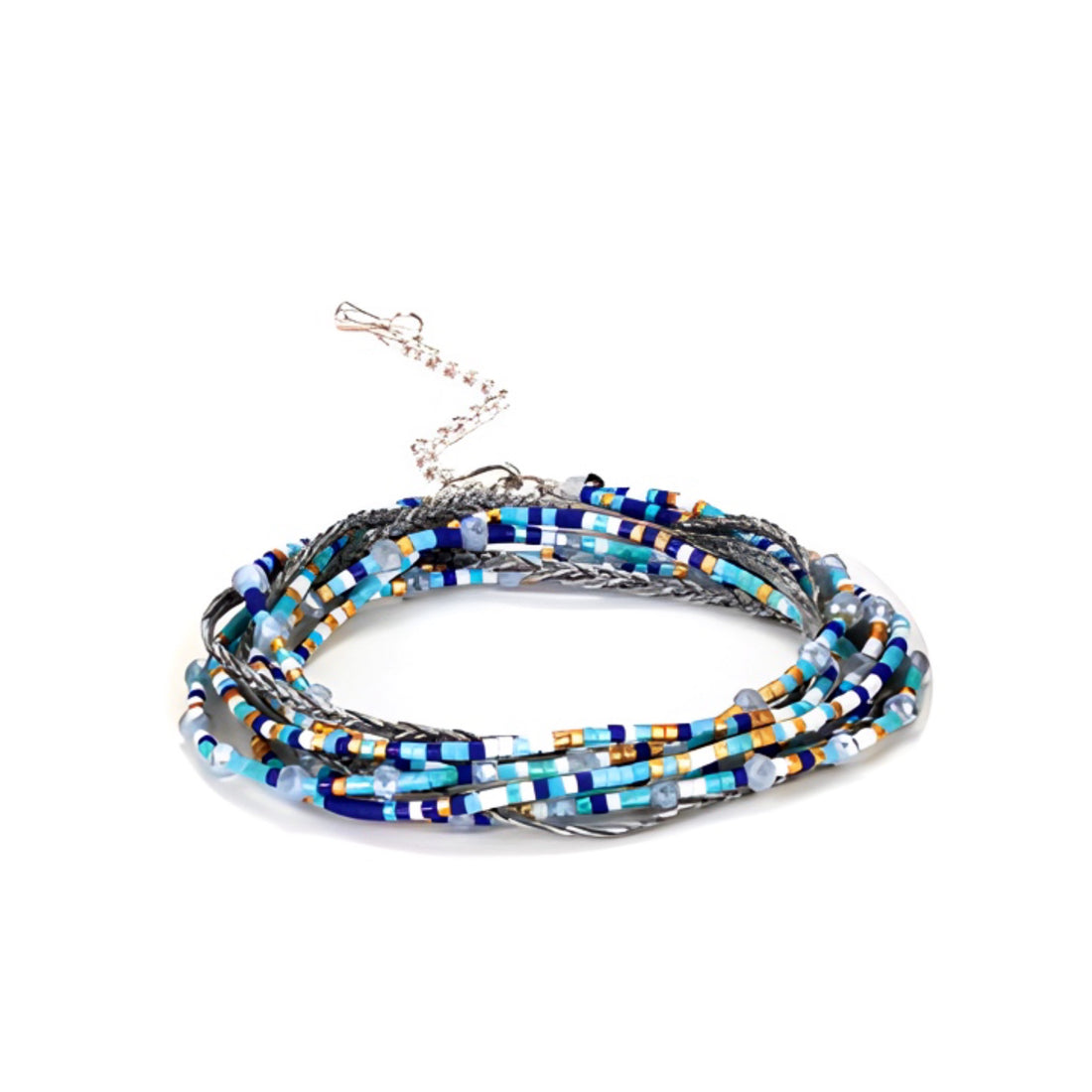 Majestic Blue Fusion Wrap Bracelet / Necklace | Ceramic &amp; Glass Beads - HartCentered