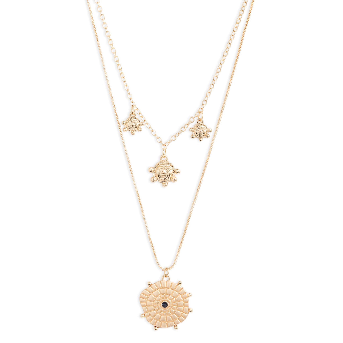 Flare Coin Charm Necklace | Gold-Plated Brass &amp; Glass Crystals - HartCentered