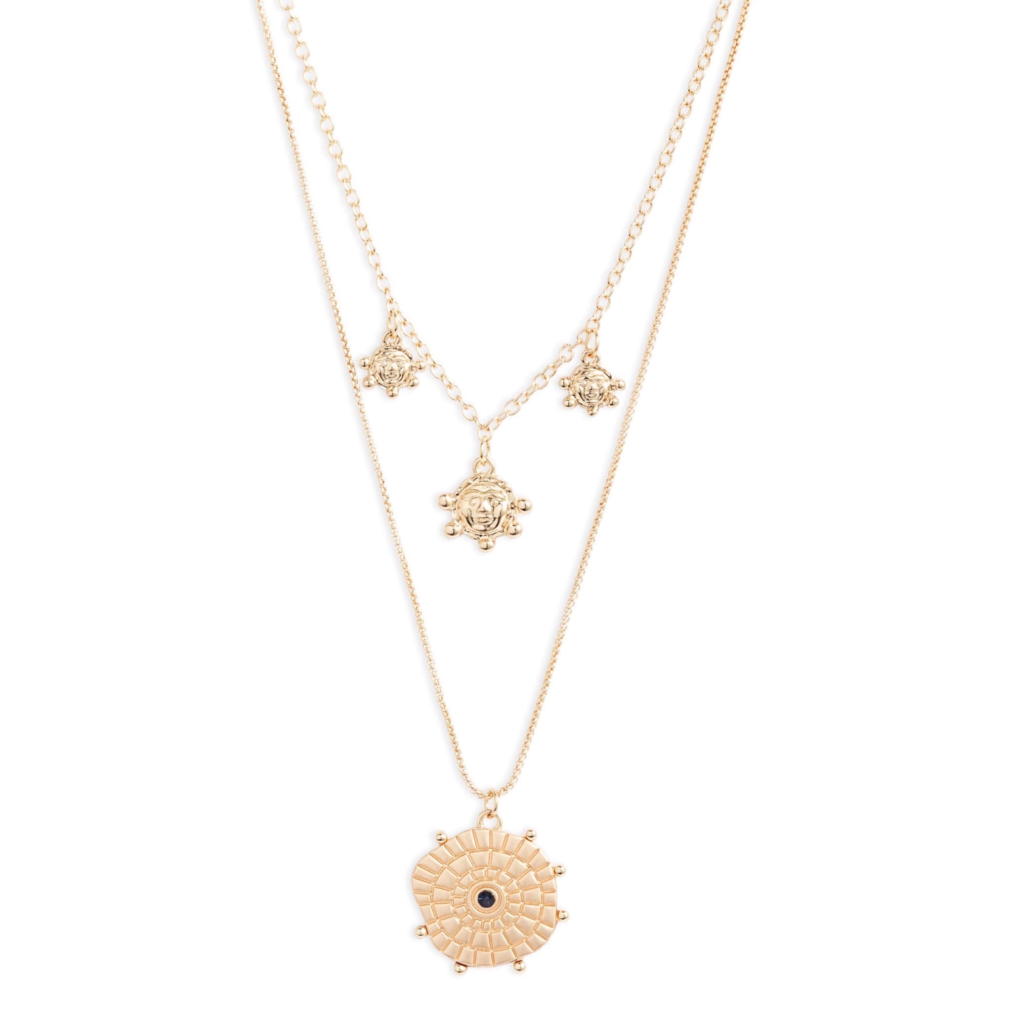 Flare Coin Charm Necklace | Gold-Plated Brass &amp; Glass Crystals - HartCentered