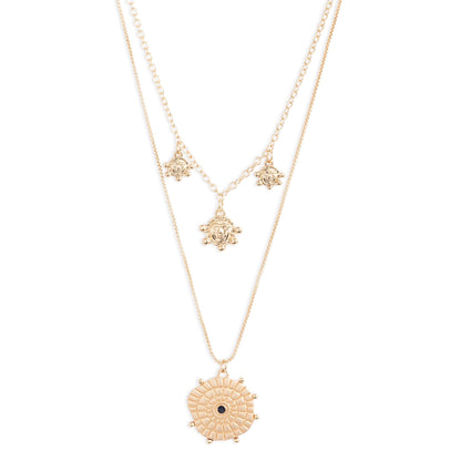 Flare Coin Charm Necklace | Gold-Plated Brass &amp; Glass Crystals - HartCentered