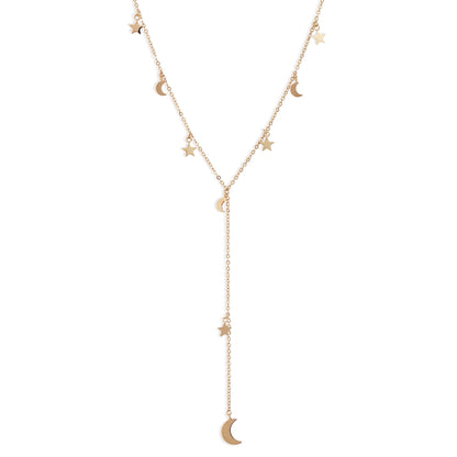 Sun, Moon, &amp; Stars Y-Necklace | Gold-Tone Stainless Steel - HartCentered