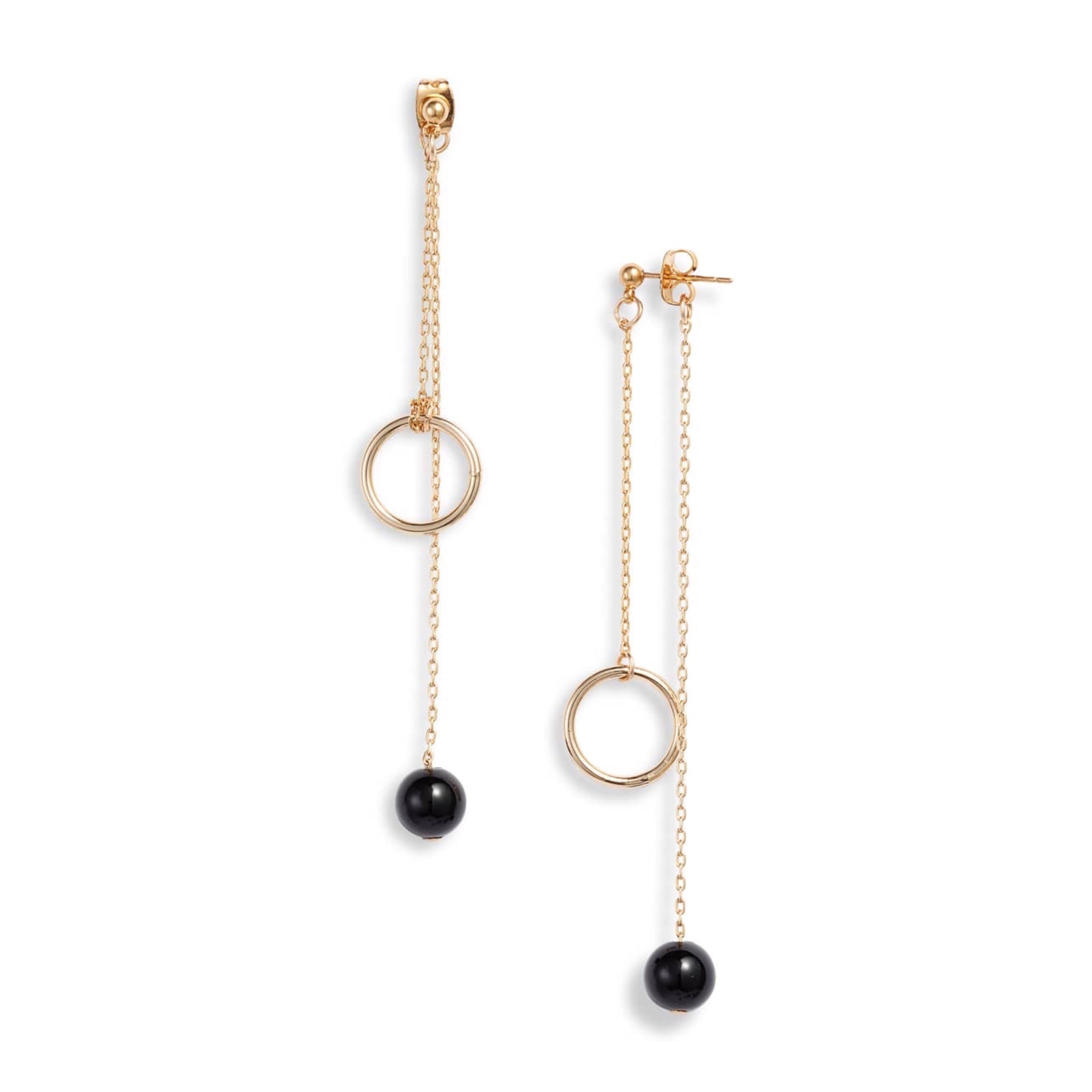 Tessa Double Drop Earrings | Gold-Plated Brass &amp; Crystal | Multiple Gemstone Options - HartCentered