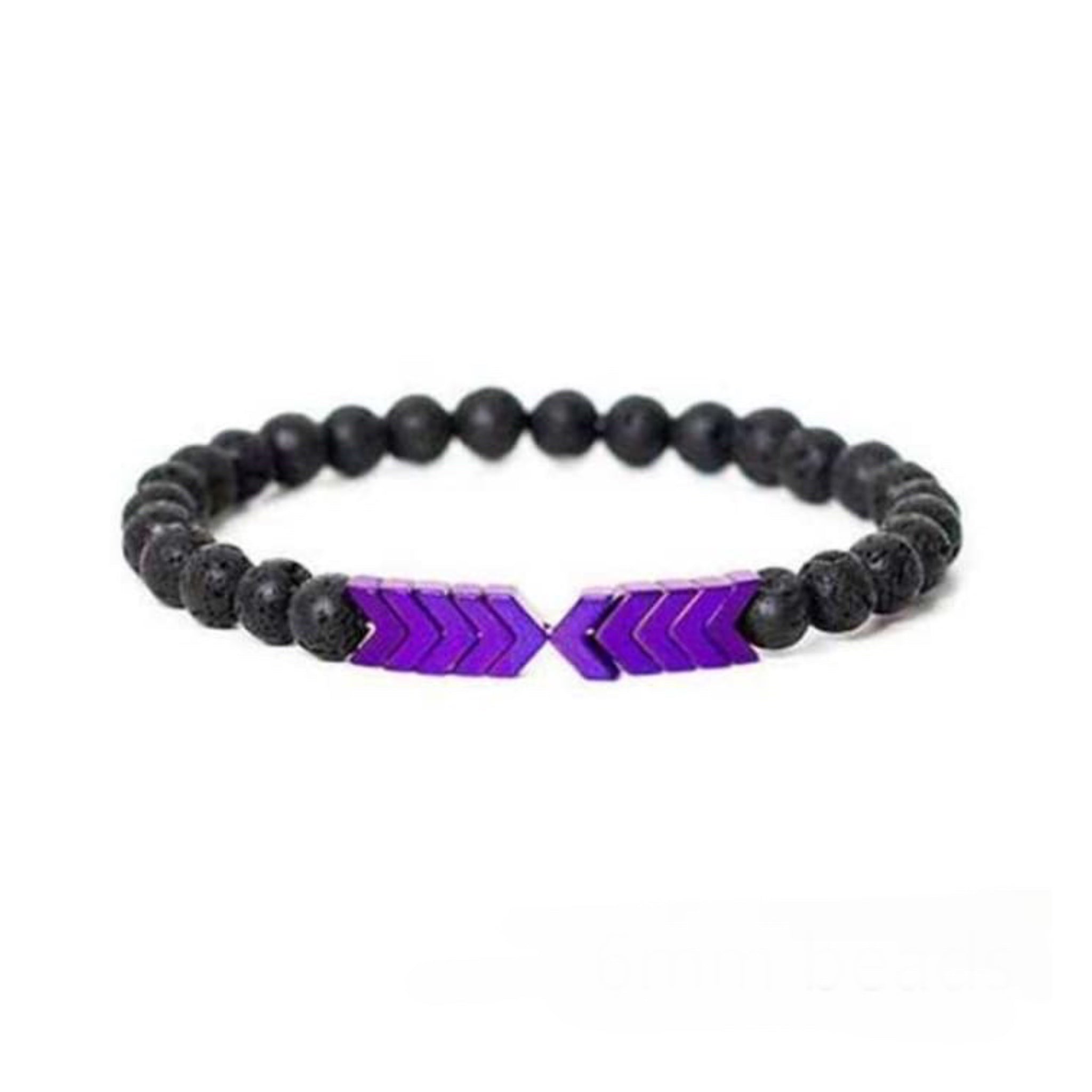 Moonstone Arrows in Purple Chromatic &amp; Lava Stone | Essential Oil Bracelet - HartCentered