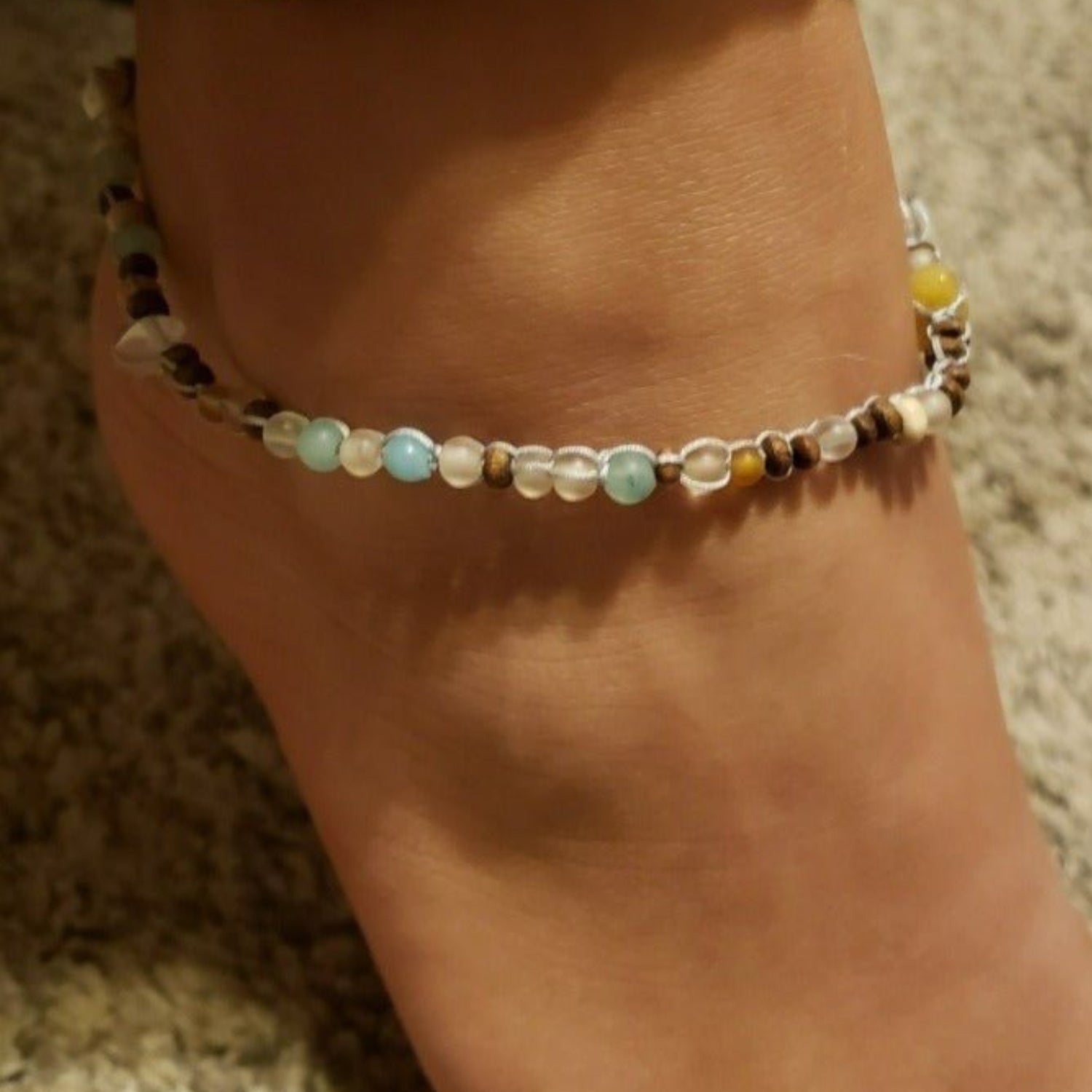 Nixie Beaded Anklet | Handmade in Bali | Natural Stone Ankle Bracelet