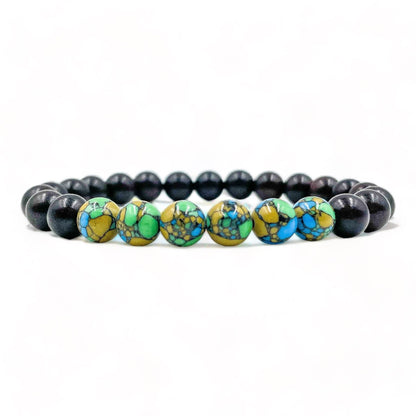 Grove - Multicolor Howlite &amp; Blackwood Mala Beaded Bracelet-0