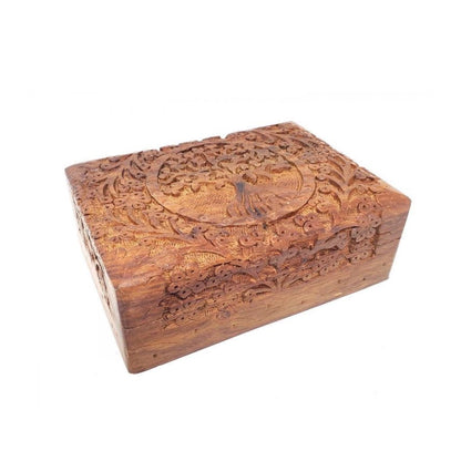 Hand-Carved Tree of Life Wood Box | 5x7&quot;