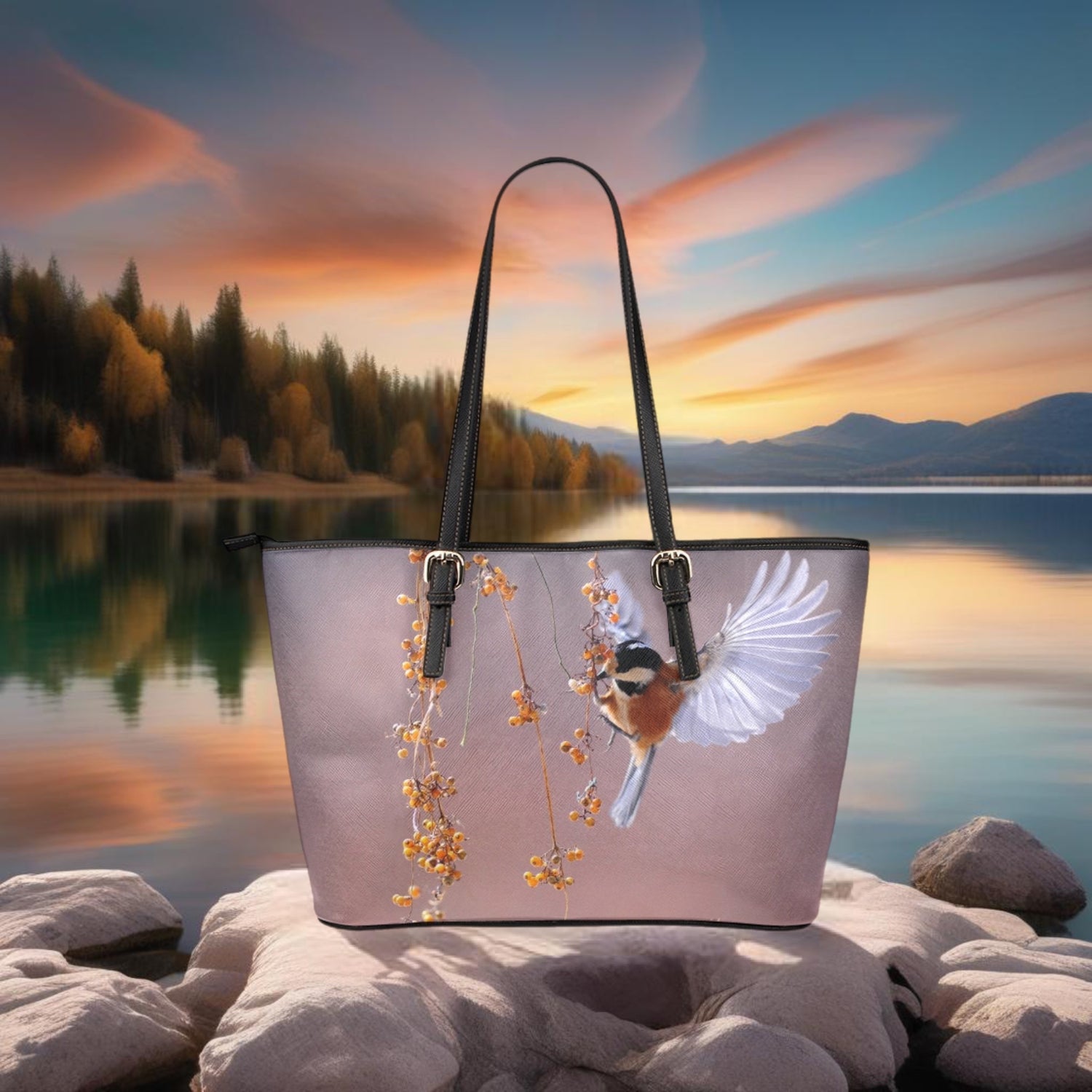 Hummingbird | Large Leather Tote Shoulder Bag | Handbag